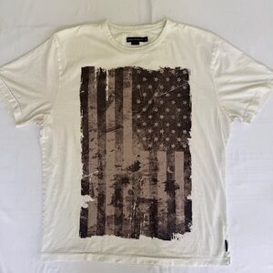 French Connection Men's Distressed American Flag Graphic T- Shirt XL